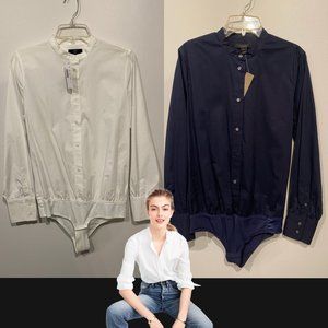 NWT,  Set of TWO (2)  - J Crew stretch cotton button down bodysuits, size 8